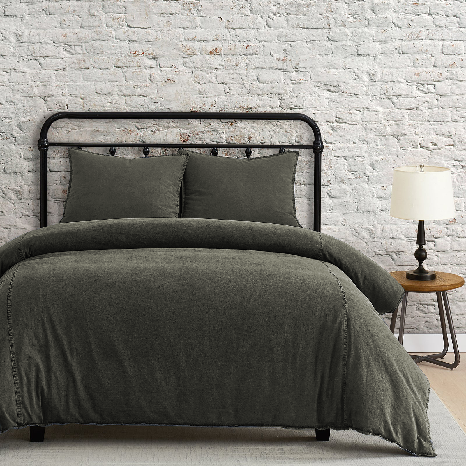 Stonewashed Cotton Canvas Duvet Cover; Duffle Bag 3 Piece Set