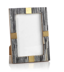Ribbed Gray Bone Photo Frame