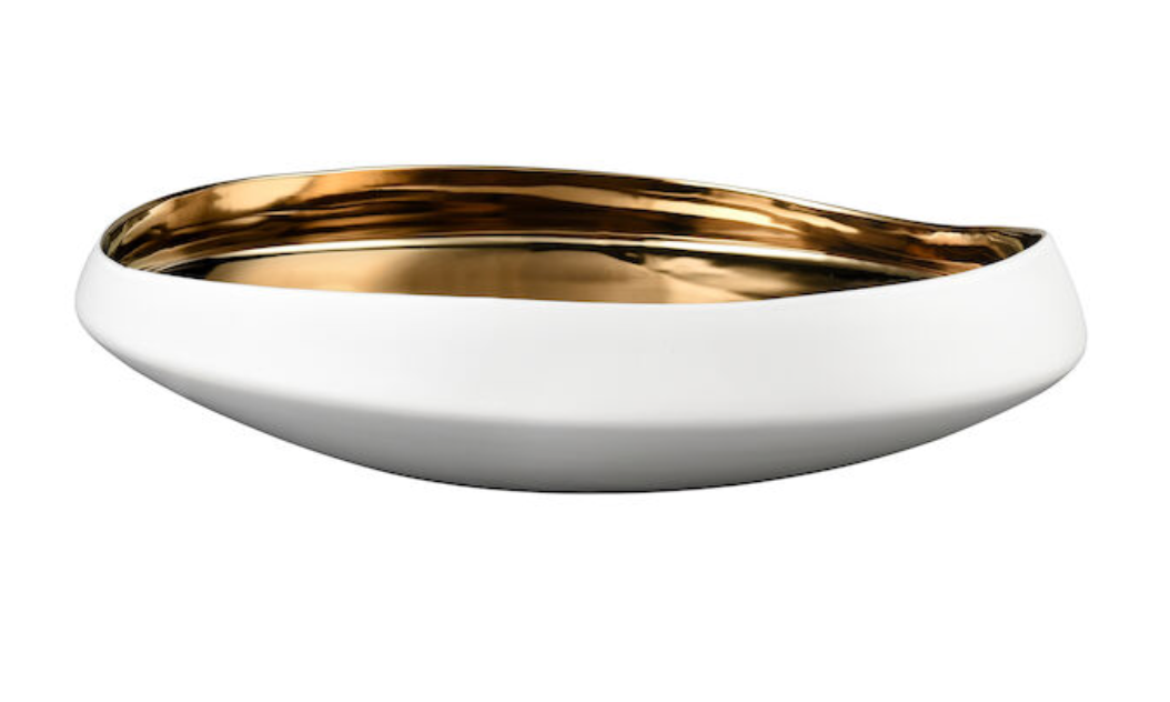 Greet Bowl Low- White and Gold
