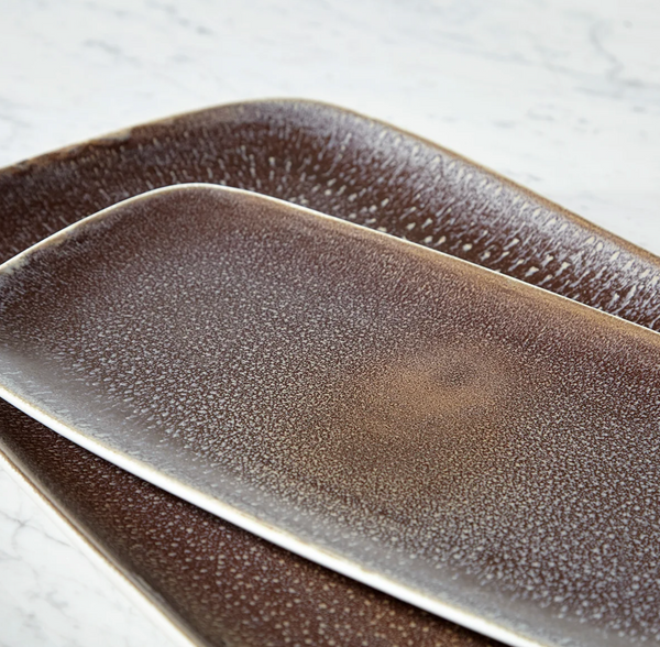 Brushed Earth Tray- Olive Glaze