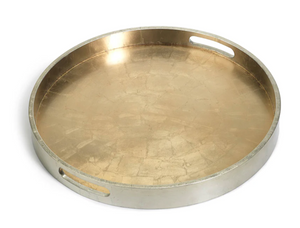 Round Antique Gold and Silver Serving Tray