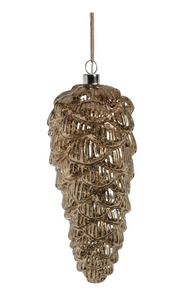 LED Decorative Glass Pine Cone - Antique Dark Gold - Large