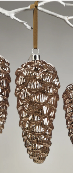 LED Decorative Glass Pine Cone - Antique Dark Gold - Large