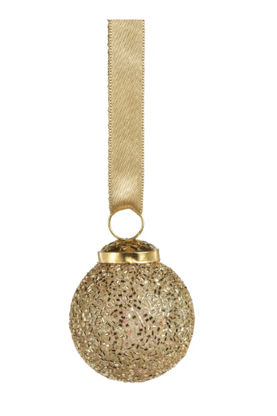 Beaded Glass Ornament - Gold - Small