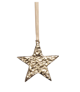 Raw Aluminum Star Ornament - Gold - Small