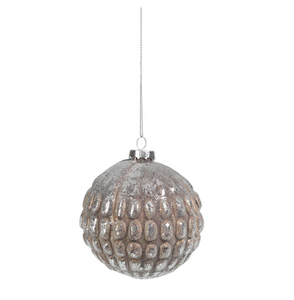 Silver & Gray Glass Ball Ornament - Medium