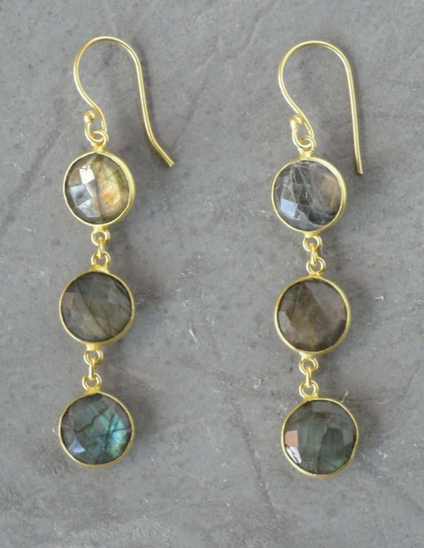 Aurora Earrings Labradorite Bezel (Gold)