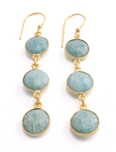 Aurora Earrings Amazonite Bezel (Gold)