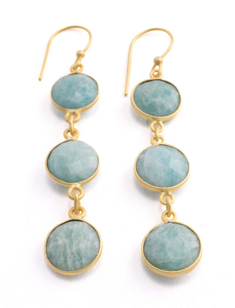 Aurora Earrings Amazonite Bezel (Gold)